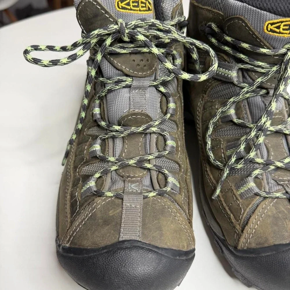 KEEN Targhee II Mid Waterproof Hiking Boots Olive Leather Trail Shoes Women's